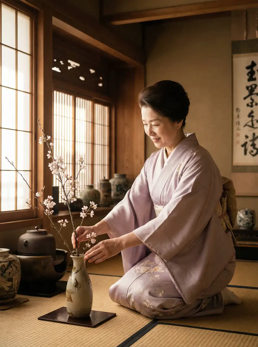 一位优雅的 《猎奇重口》- 猎奇重口在线播放~吃瓜爆料猎奇重口 在和室中插花